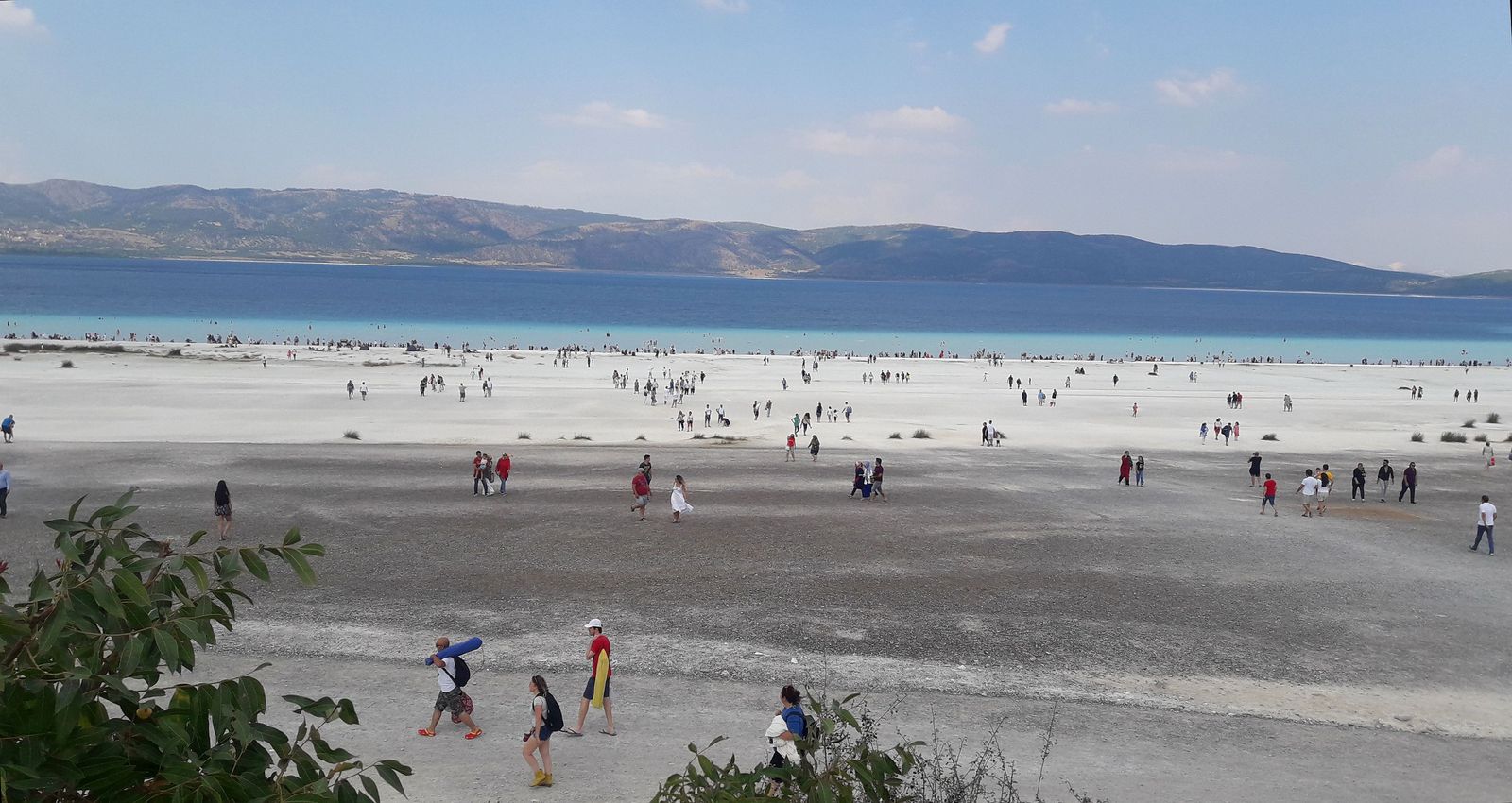 The white shoreline and turquoise waters of Lake Salda.