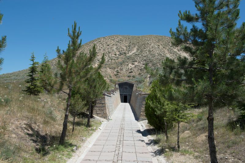 The path to the tunnel entrance of the Great Tumulus attributed to King Midas at Gordion.