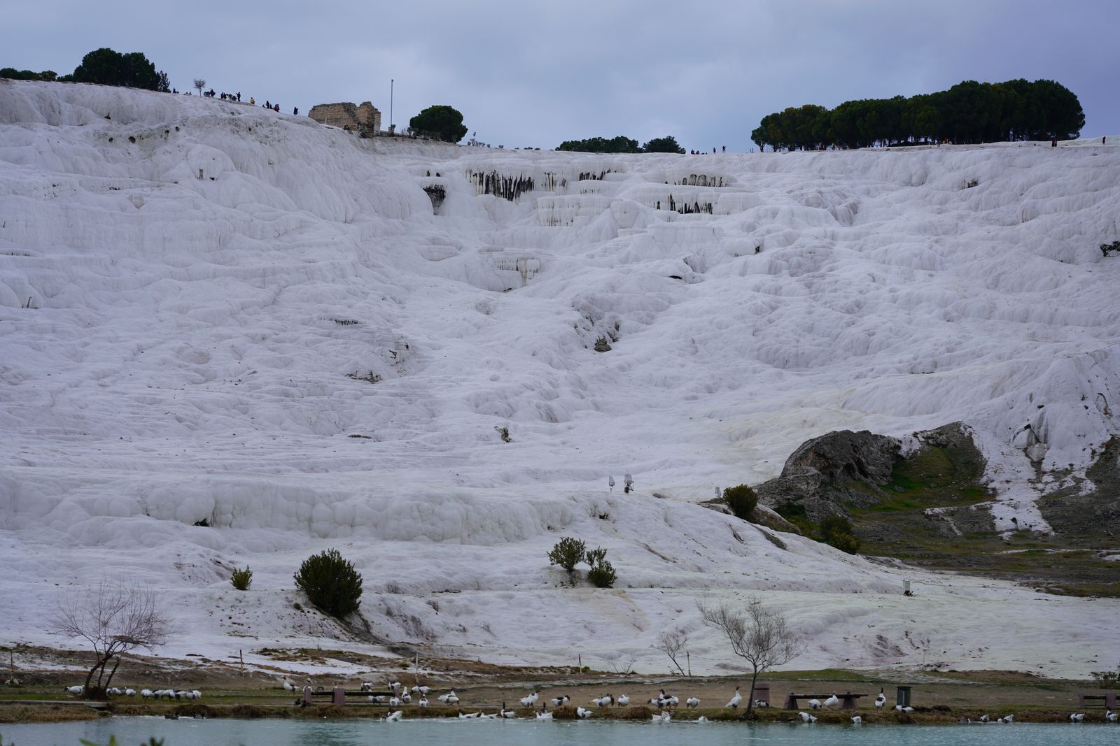 The white travertine slopes of Pamukkale.