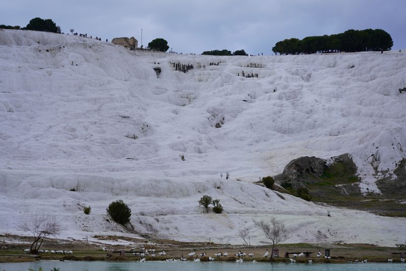The white travertine slopes of Pamukkale.